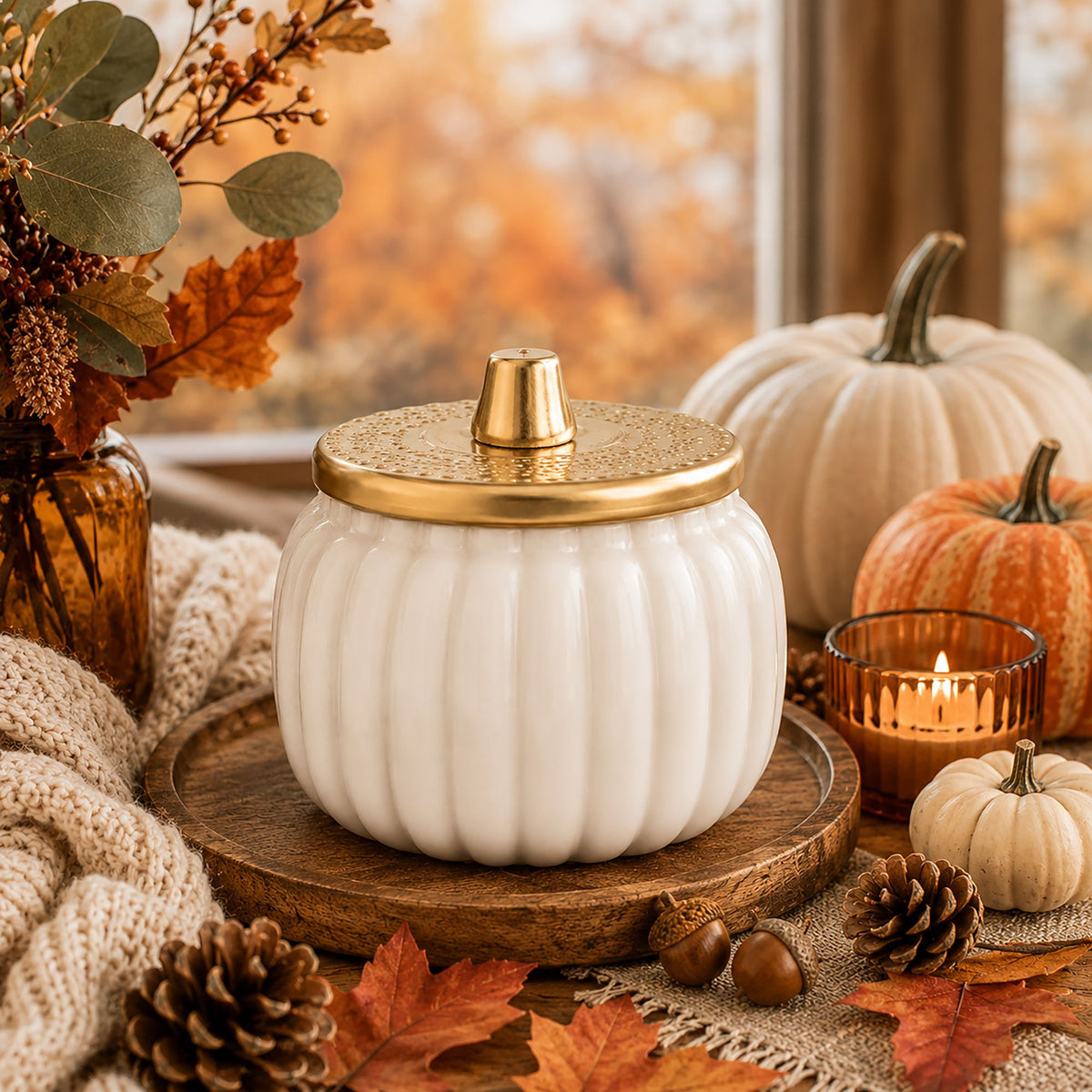 Harvest Your Peace | Ivory Ceramic Pumpkin Candle