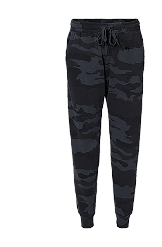 Mildly Feral Womens Camo Wash Sweatpants Embroidered MF Logo