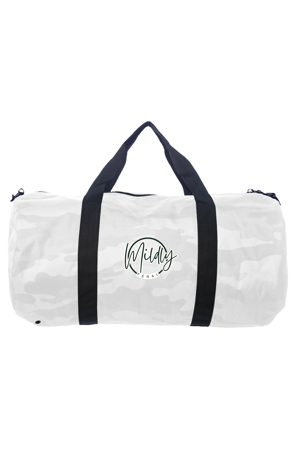 Mildly Feral Embroidered Day Tripper Duffle White Camo