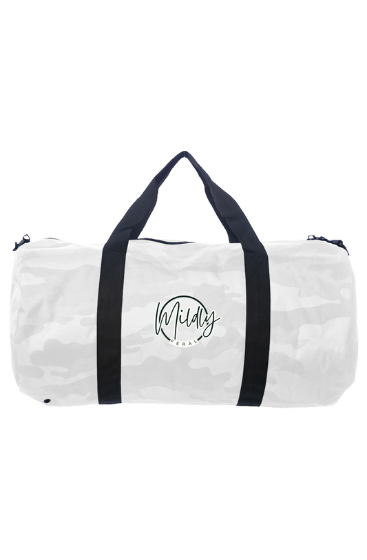 Mildly Feral Embroidered Day Tripper Duffle White Camo