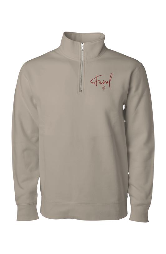 The FERAL Signature Premium Embroidered Quarter Zip Pullover