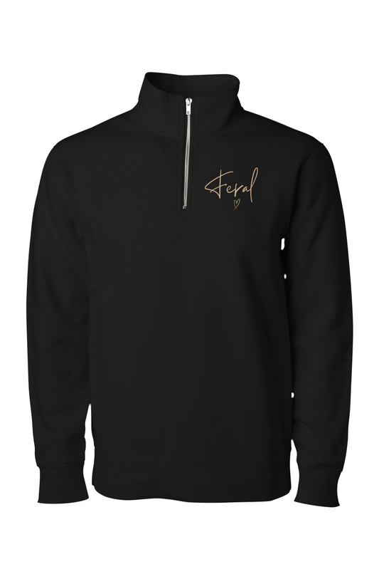 The FERAL Signature Premium Embroidered Quarter Zip Pullover