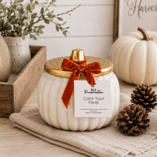 Harvest Your Peace | Ivory Ceramic Pumpkin Candle
