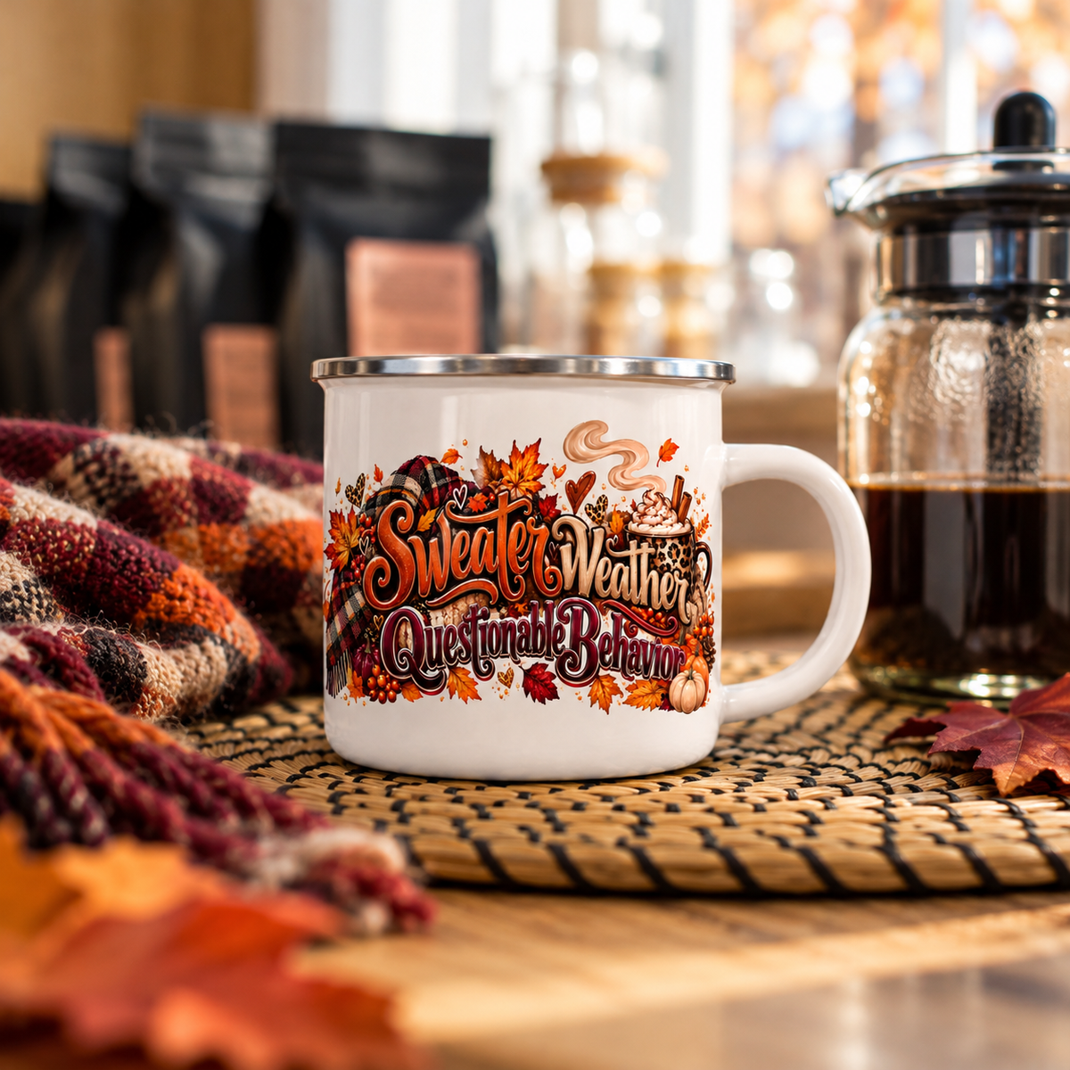 Sweater Weather, Questionable Behavior™ | Fall Feral Statement Mug